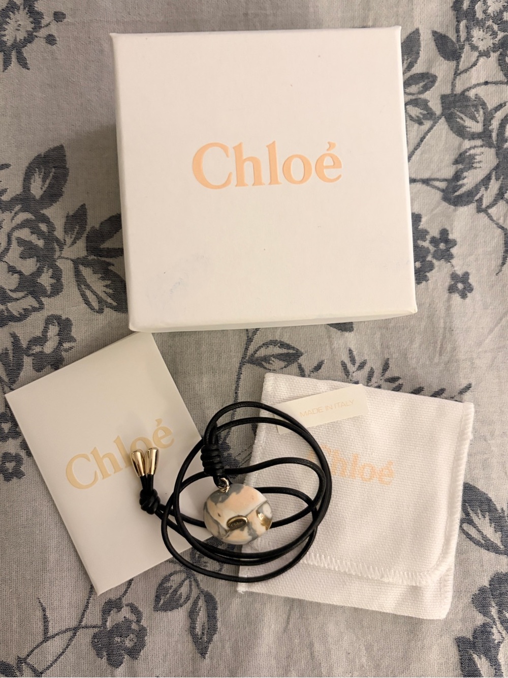 Chloe Ceramic Stone Pendant on Leather Cord Necklace - Picture 10 of 10